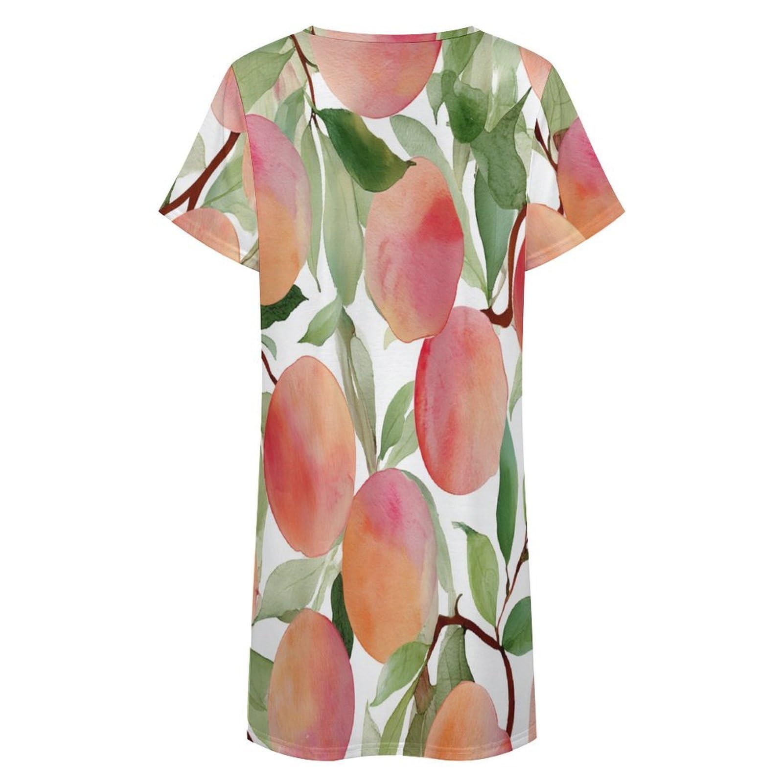 Camisones De Mujer - Fruta Rosa Camisón De Manga Corta para Estar En Casa Tallas S-3Xl Holgado Largo Suave para El Verano.