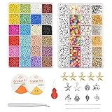 12550 Stücke DIY Armband Buchstaben Perlen Alphabet Beads Kit Armband Perlen zum Basteln Bunt Perlen mit Schnur für Kinder Mädchen Geschenk