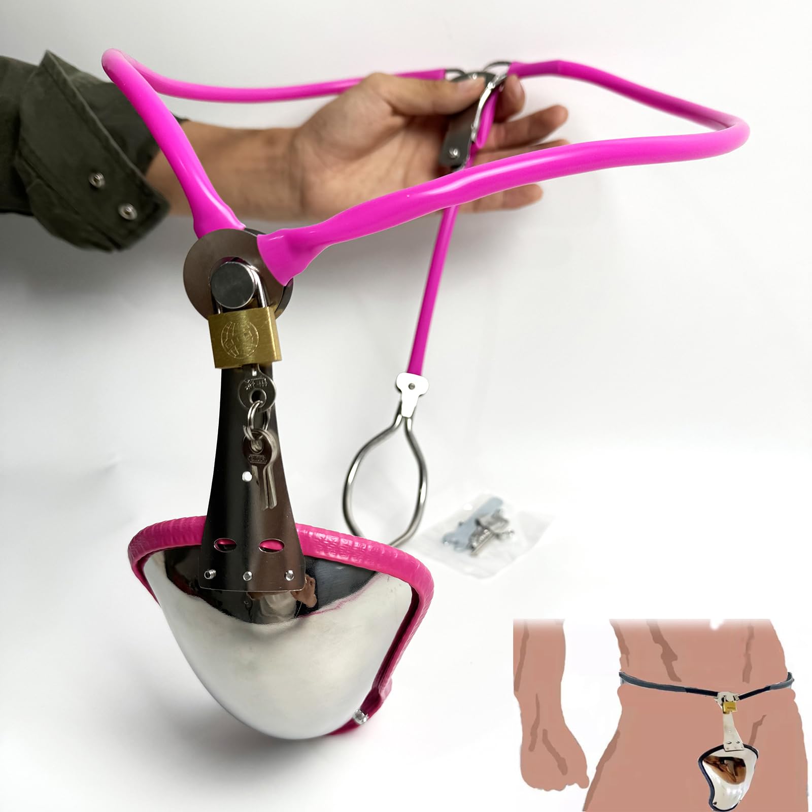 Edelstahl Keuschheitsgürtel Gerät Unsichtbare Einstellbare Pulver 90-120cm