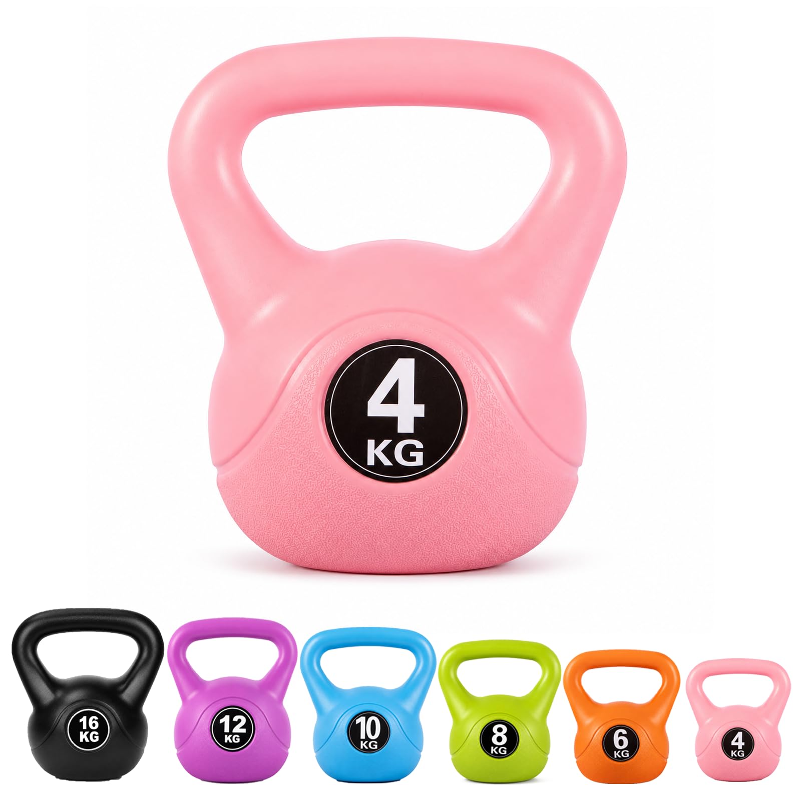 4 kg Kettlebell with Wide Handle for Home Gym Strength Training, Pink