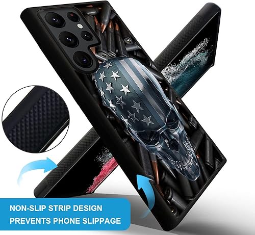 Miniatura 8 de DJSOK Funda compatible con Samsung Galaxy S22 Ultra, funda clásica de grano de madera con bandera de Estados Unidos para Samsung Galaxy S22 Ultra