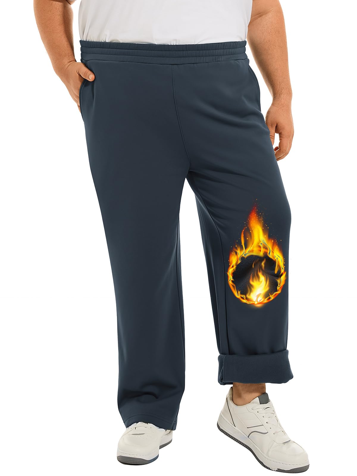 Big Mens Fleece Sweatpants 32 Inseam Water-Resistant Joggers Warm-up 3XL-6XL
