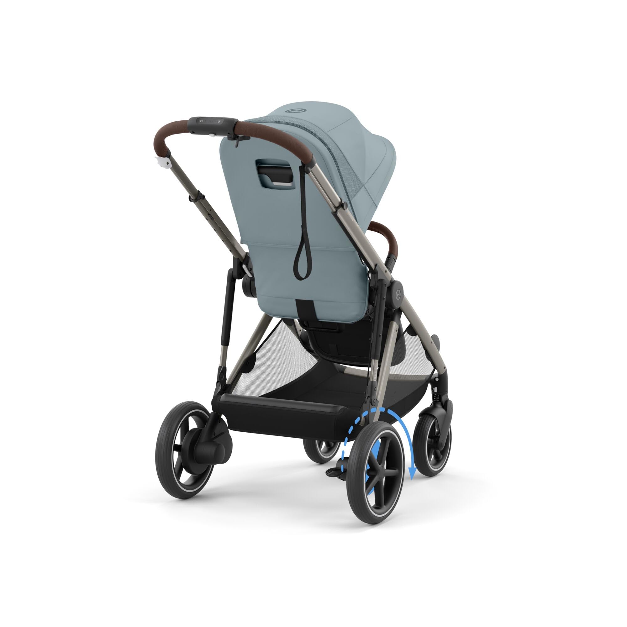 CYBEX Poussette Gold e-GAZELLE S, de la naissance à environ 4 ans, max. 22 kg (mode simple) / 2x 22 kg (mode duo), système tout-en-1 avec propulsion électrique et 20+ configurations, Bleu orageux