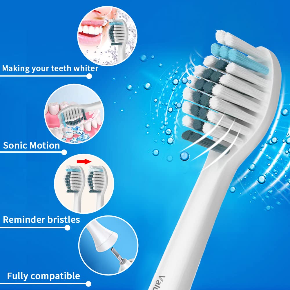 16 Stück Whitening Clean Ersatzbürsten Kompatibel mit Philips Sonicare Elektrische Zahnbürste, 8er Weiß und 8er Schwarz Aufsteckbürste. (Packung mit 2)