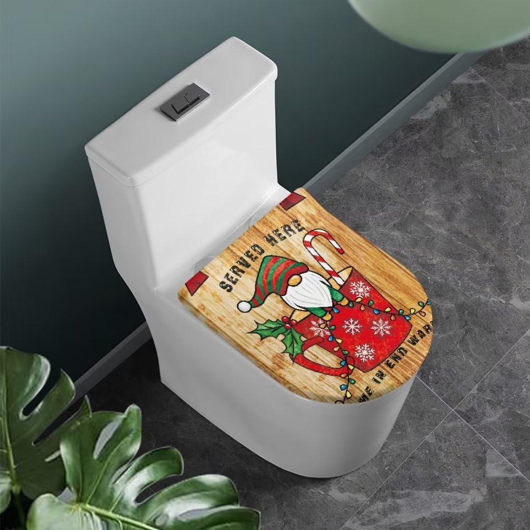 ORGYPET Christmas Crutches Toilet Lid Cover Toilet Seat Cover for Bathroom Elastic Retractable Toilet Cover for Many Shapes of Toilets Suitable for Most Toilets