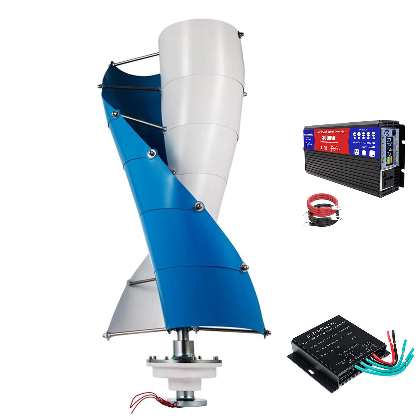 HYZHANHONG 8000W 3-Phase Permanent Magnet Wind Generator,Portable Vertical Helix Wind Power Turbine Generator Kit12v24v48v with Controller for Home Energy System,48V