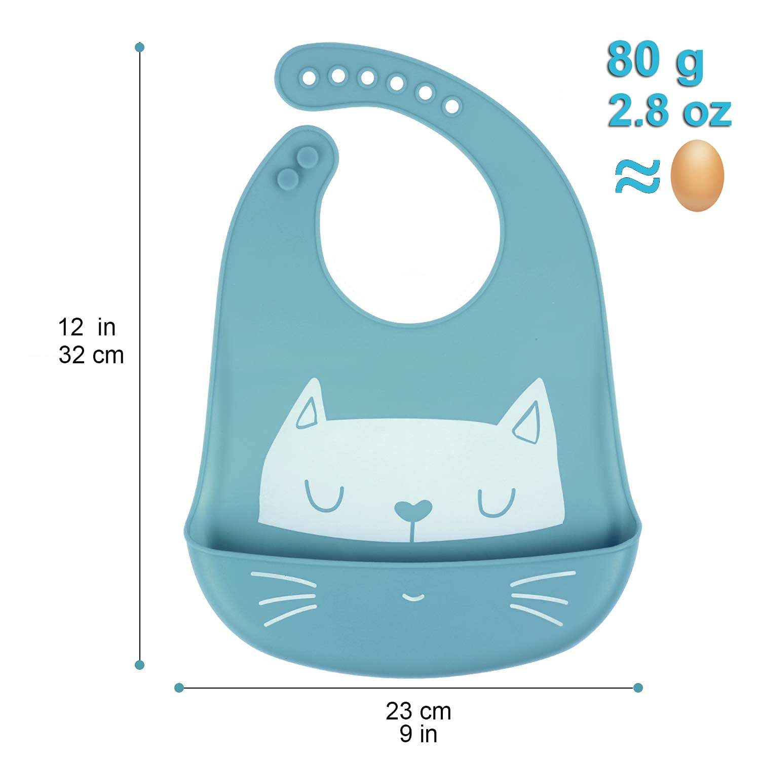 SLOSH Bavoirs Bébé Silicone Souple Bavette Vert Recuperateur Imperméable Ajustable Enfant Waterproof Bavoir Repas