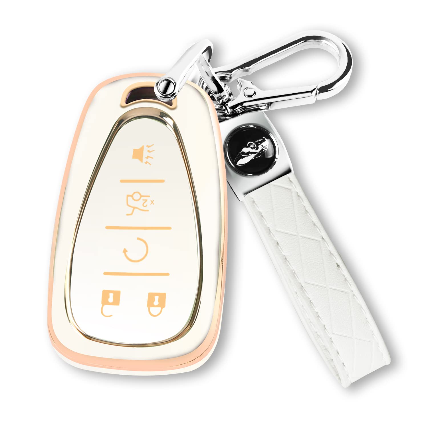 Photo 1 of QBUC for Chevy Key Fob Cover with Keychain TPU Protector for Chevrolet Equinox Malibu Traverse Blazer Camaro Impala Cruze Volt Bolt Sonic Trax Tahoe Key Shell Remote Holder,White
