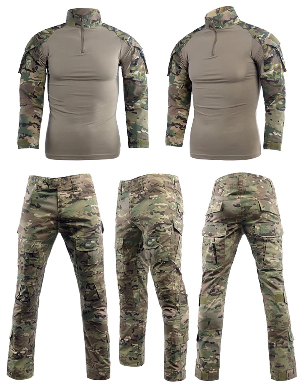 LANBAOSI Treillis Militaire Homme Chemise de Manches Longues et Camouflage Pantalon Costume Uniforme pour Paintball Chasse Tir BDU