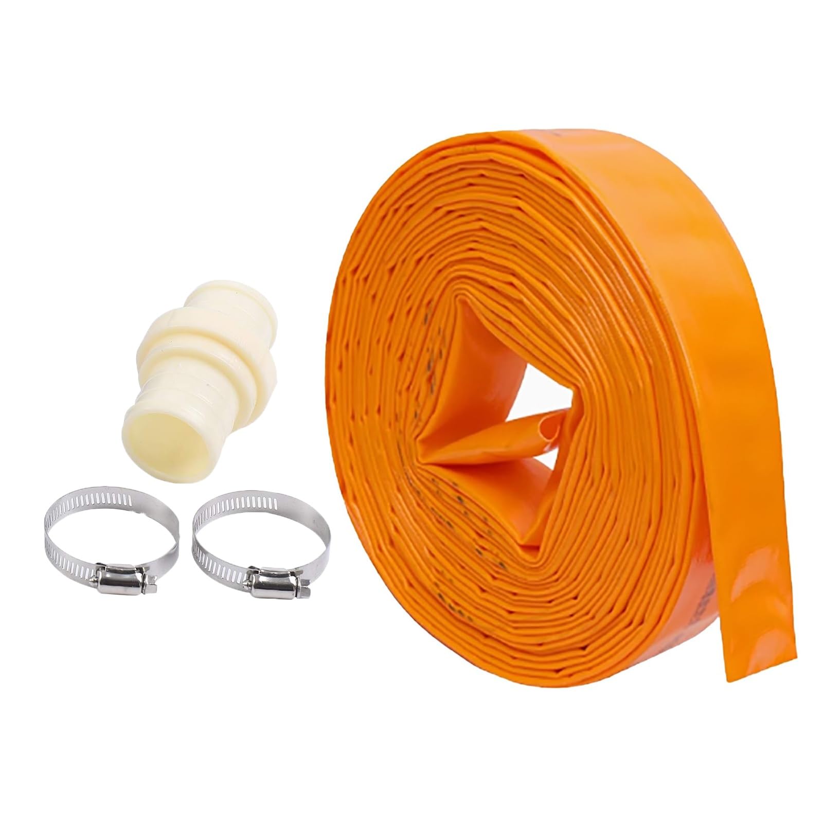 Tubo de manguera plano, manguera de descarga de PVC de 2 pulgadas para transferencia de agua, lavado a contracorriente de piscina, ideal para bombas de sumidero y riego, disponible en longitudes de 20