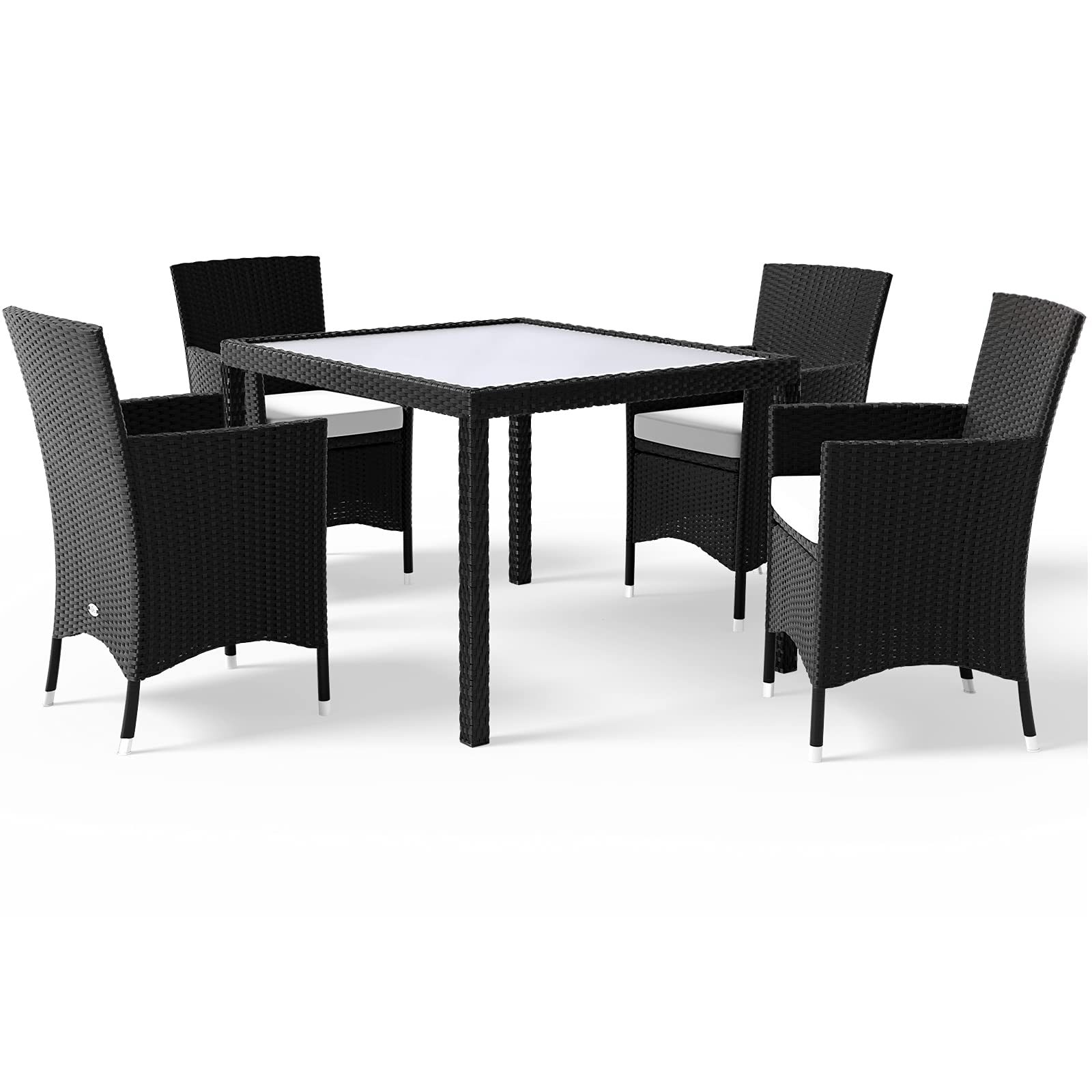 CASARIA® Juego de Muebles de Jardín 9 Pzs. Patio Terraza Mesa 90x90cm Sillas Capacidad 160Kg Apilables Poliratán