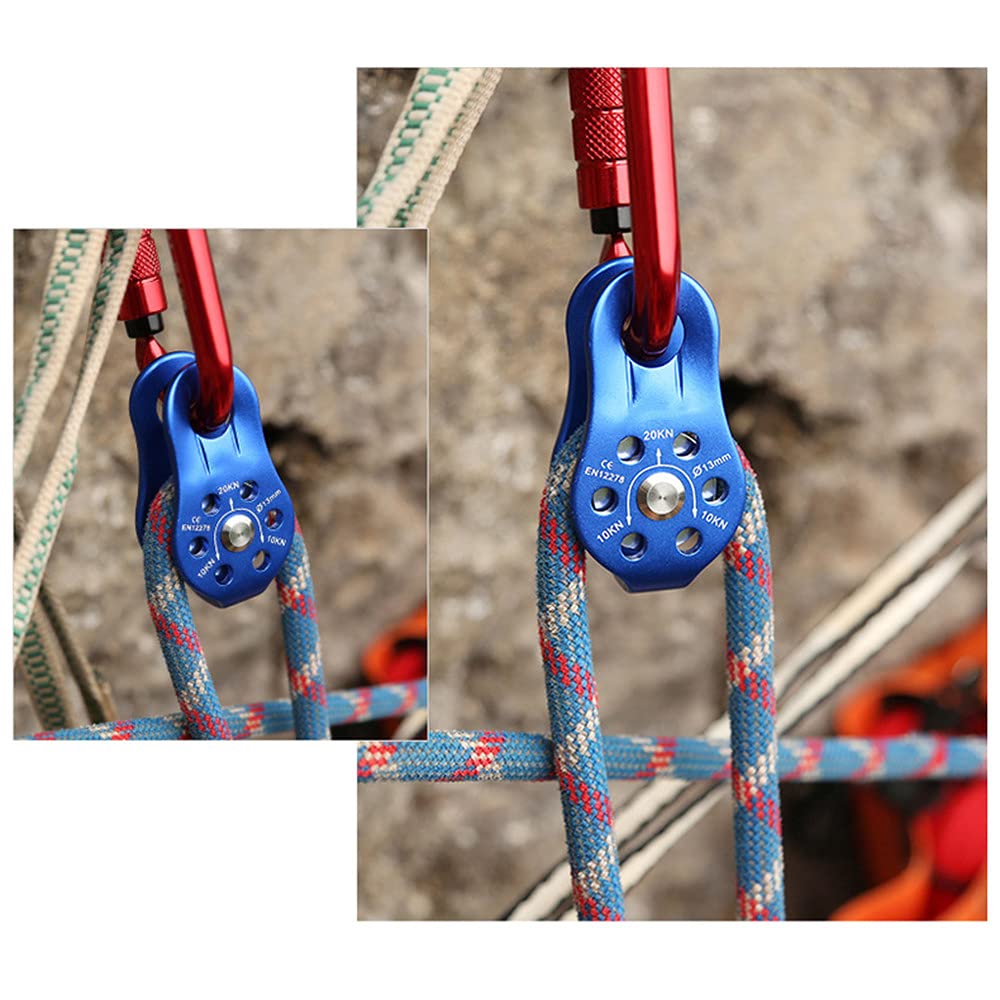 Lixada Polea Doble 20/30KN con Rodamiento Polea para Escalada Espeleología Cables de Acero Trabajos en Altura Rescate