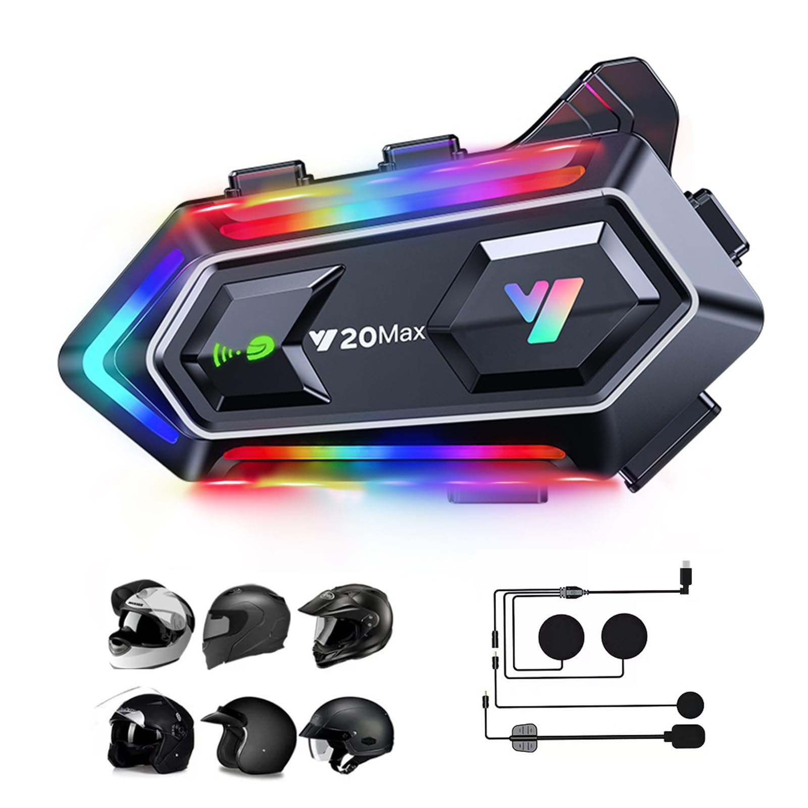 Motorradhelm Headset Bluetooth mit Mikrofon Motorrad Helm Kopfhörer Wireless Motorcycle Helmet Headset Nur für eine Person kabellose Freisprecheinrichtung wasserdicht Kopfhörer für Motorradfahren