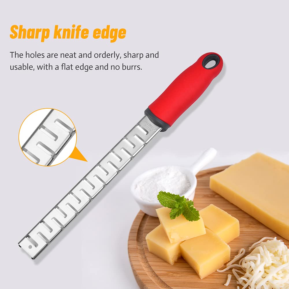 ZoneYan Râpe Fromage Cuisine, Râpe Agrumes, Râpe Avec Poignée, Râpe Citron, Râpe Tranchante Acier Inoxydable, Zesteur D'Ail, Râpe Noix Muscade, Zesteur Parmesan, Râpe Gingembre (3