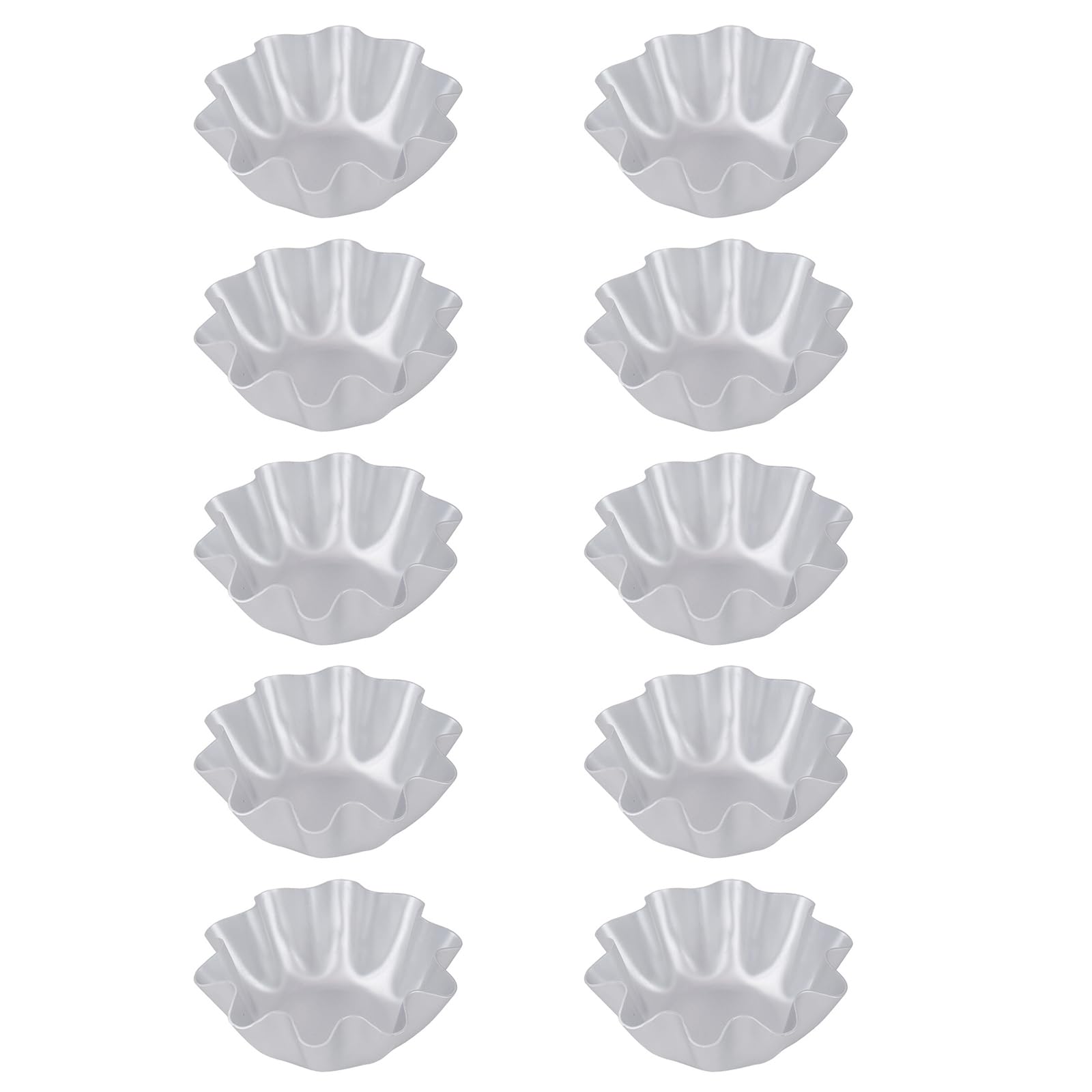 MALSSE 10 Piece Aluminum Baking Molds with Decorative Waves Edges Cake Pan Ensaymada Molder for Homemades Tarts and Puddings Aluminum Baking Cups