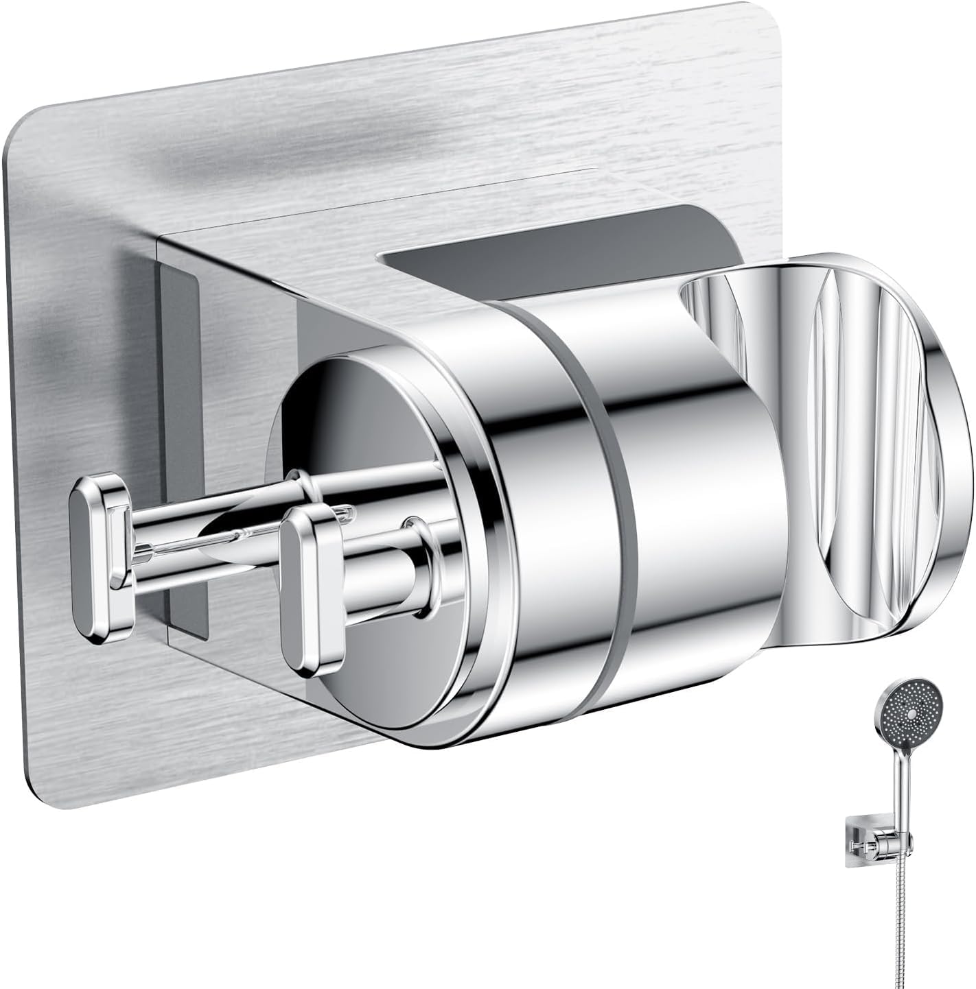 Shower Head Holder, 45°Adjustable,No Drilling,Strong Adhesive Waterproof Handheld Shower Wand Holder,Universal,Replacement Wall Mount Shower Hose Bracket for Bidet Bathroom