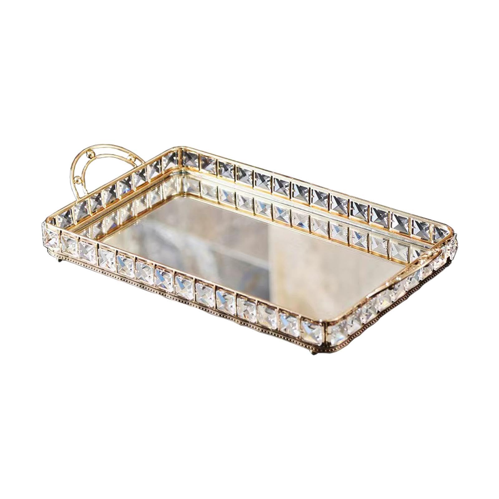 Bandeja de Espejo Elegante, Bandeja de Maquillaje, Adorno de joyería para la encimera de la Sala de Estar y decoración del Dormitorio. Perfume Hecho, 40x21x7cm