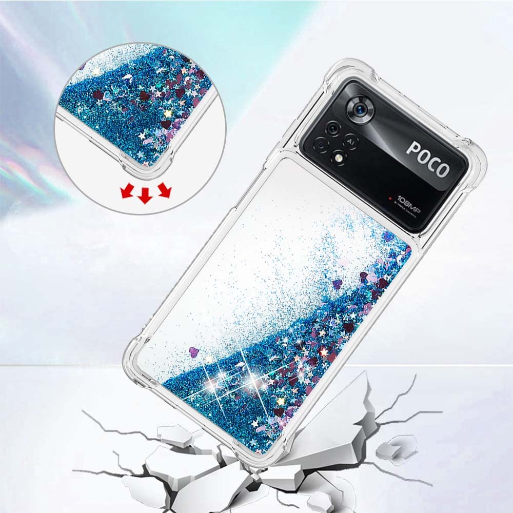 IMEIKONST Custodia Compatibile con Xiaomi Poco F5 Pro 5G, Brillantini Glitter Colore Sabbie Mobili Cover Trasparente Rigida Silicone Bumper Case Custodie per Xiaomi Poco F5 Pro 5G. Star Blue YBW