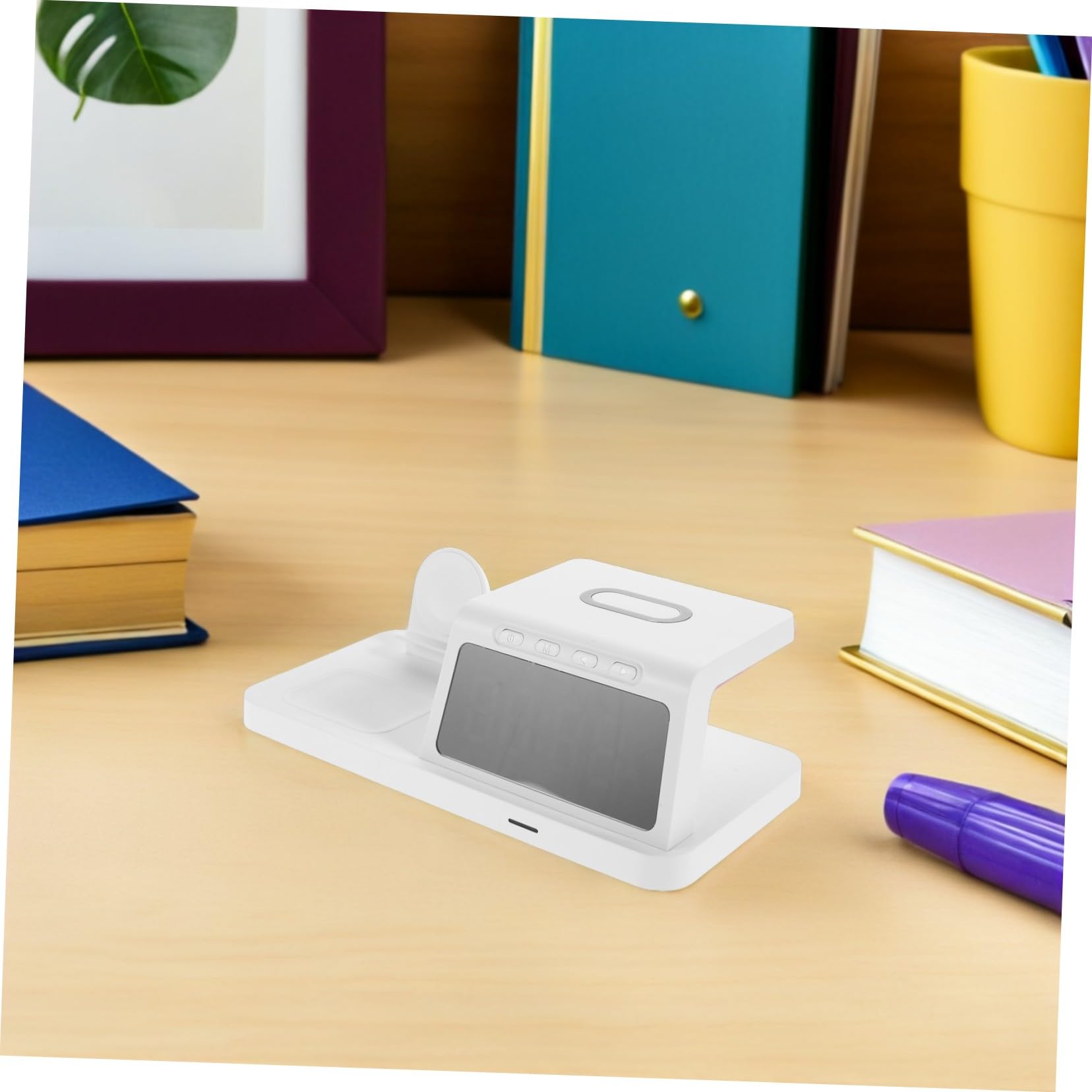 HOMSFOU 15w Caricatore Wireless con Orologio Stazione di Ricarica Dock Portatile per Ricarica Rapida da Compatibile con Vari Dispositivi Design Elegante per Comodino o Ufficio