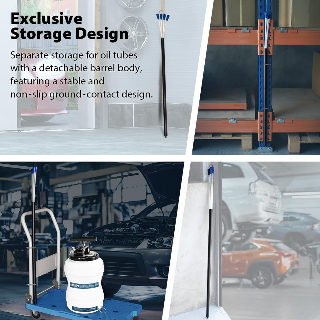 FIRSTINFO A1107USY5 Patented Third Generation 10.5L Taiwan Manual/Pneumatic Oil Vacuum Extractor | Vacuum Safety Valve | 51 Inch Tube | 5 Tubes | Thinnest Tube