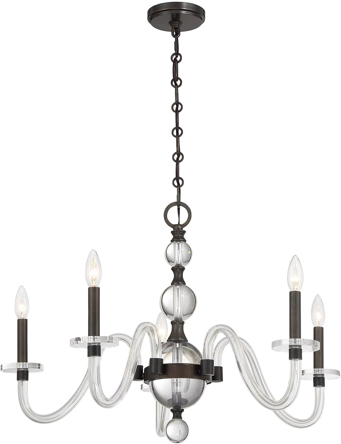 Savoy House 1-4277-5-15 Aragon European Clear Glass Candle Chandelier, 5-Light 300 Total Watts, 20" H x 29" W, Mediterranean Bronze