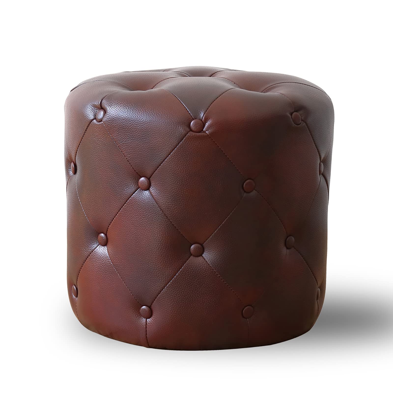 Pouf rond en velours 45x45x41 cm repose-pied et siège d'appoint