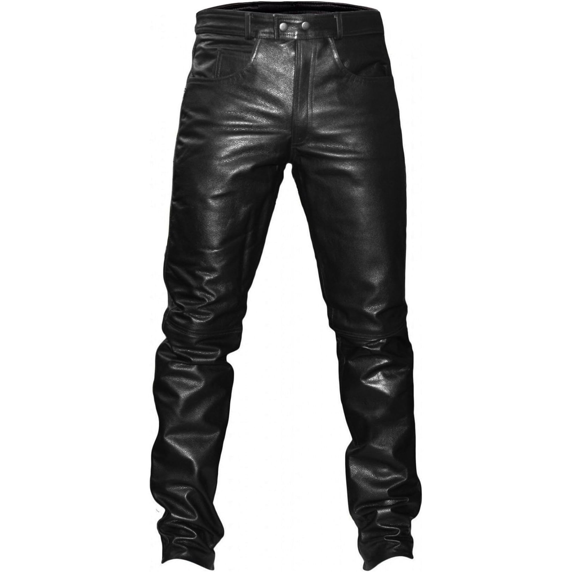 German Wear Lederhose lederjeans bikerjeans Jeans Hose aus Büffelleder Schwarz