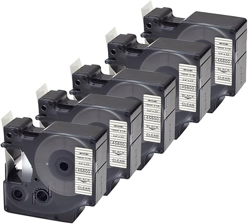 Compatible Dymo D1etiquetado Cinta estándar para Label Manager rotuladoras por etiqueta Orison, 34inch (19mm) X 23pies (7m), Negro sobre transparente