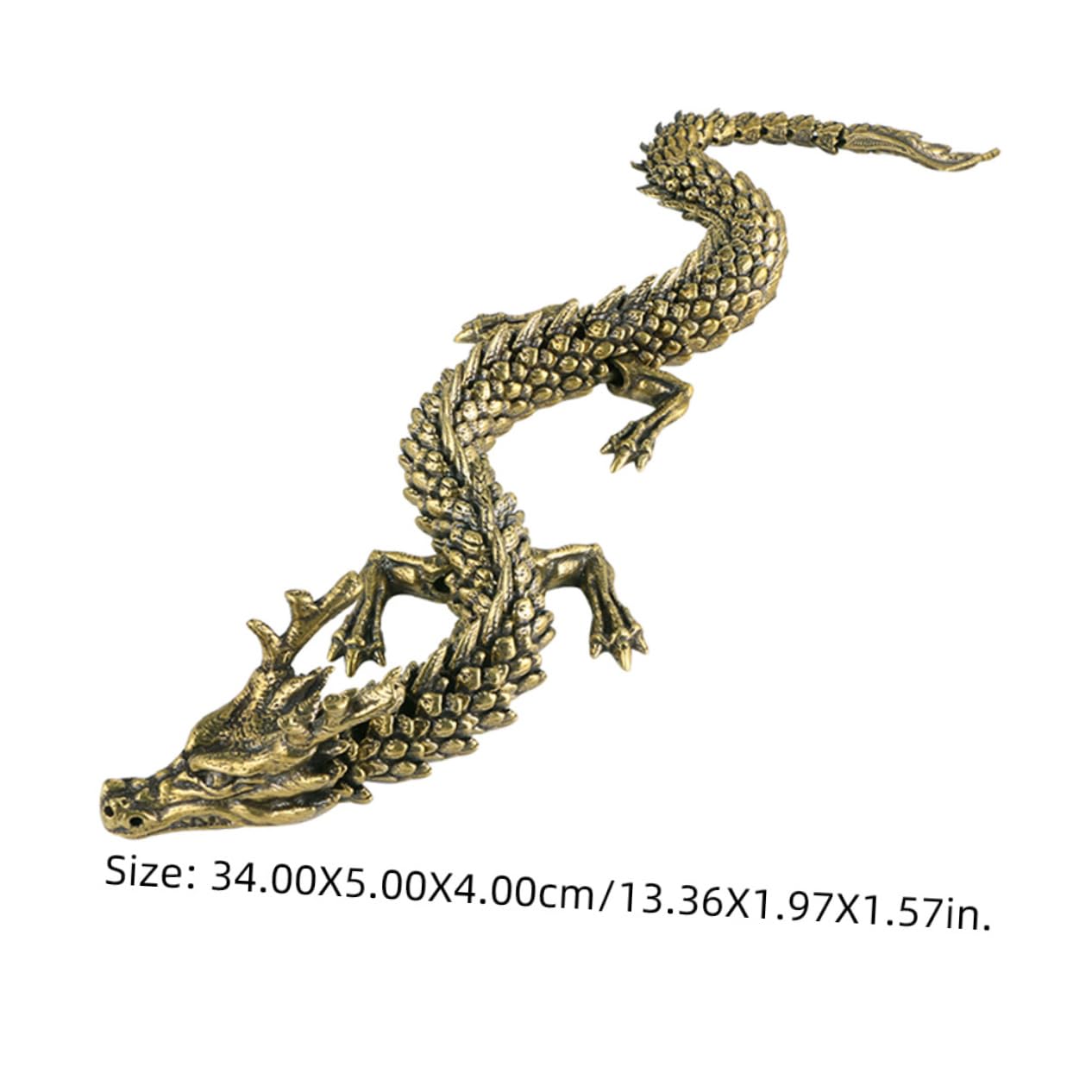 Estatua de Dragón de Cobre Dorado para Escritorio, Adorno Decorativo
