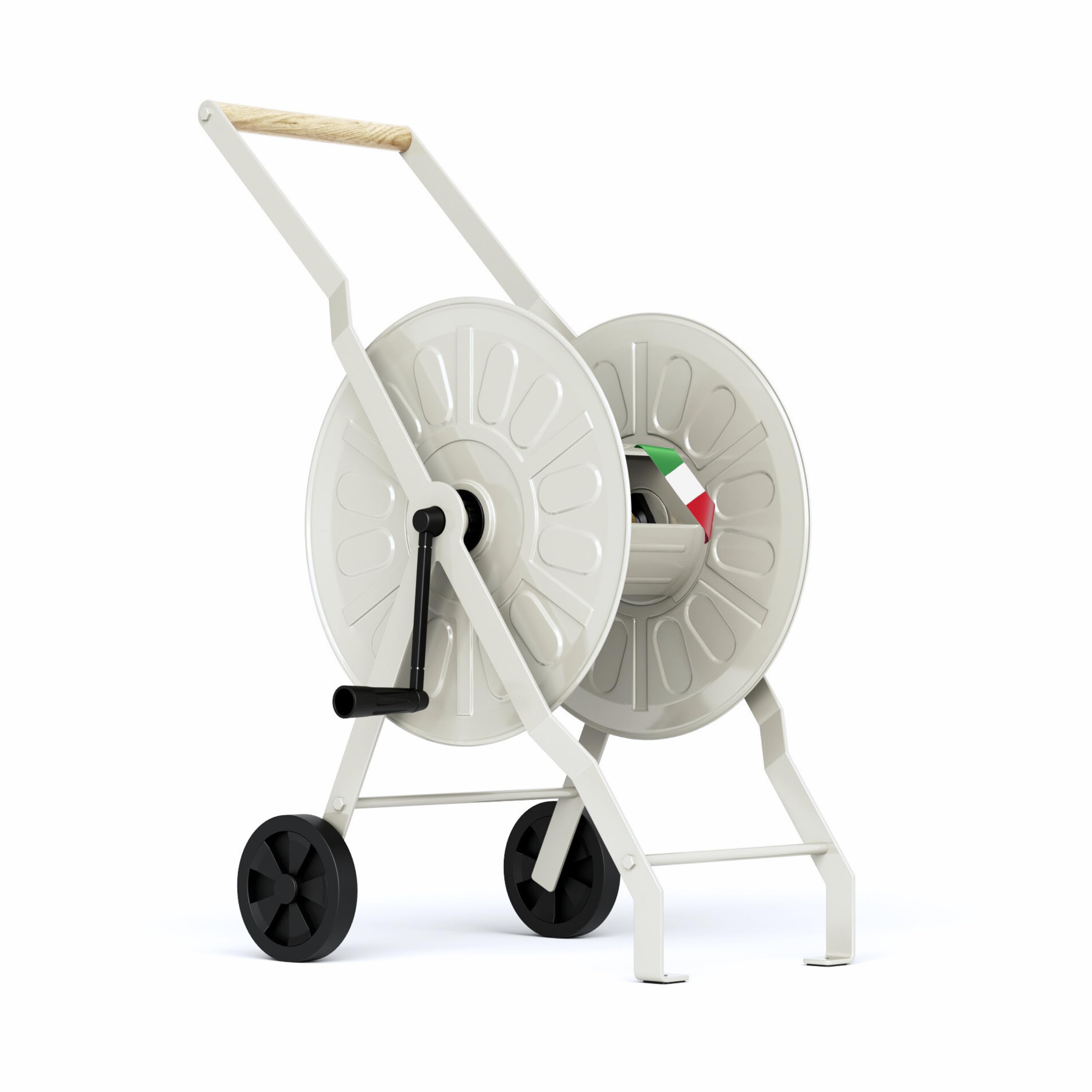 LIVLIG Carro para mangueras de Metal, Carro para mangueras de jardín de Primera Calidad, Carro para mangueras de hasta 50 m de Manguera de jardín, Fabricado en Europa, Color: Greige