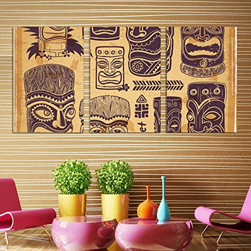 Impressions sur toile mural art de qualité supérieure triptyque Tiki - 3