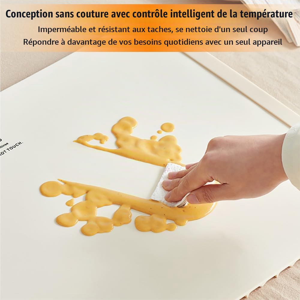 Chauffe Plat Electrique,Plaque Chauffante Portable à Température Réglable,en Matériau Alimentaire,pour Maintenir Au Chaud Ou Décongeler,Idéale pour Les Buffets Et Fêtes,Fabriqué en Silicone Nano