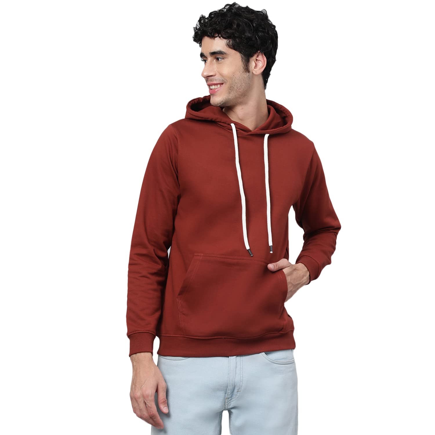 Veirdo® Bawełniany polar regularny krój bluza z kapturem pełne rękawy stylowa najnowsza rdza grafika nadruk bluza zimowa odzież dla mężczyzn/chłopców