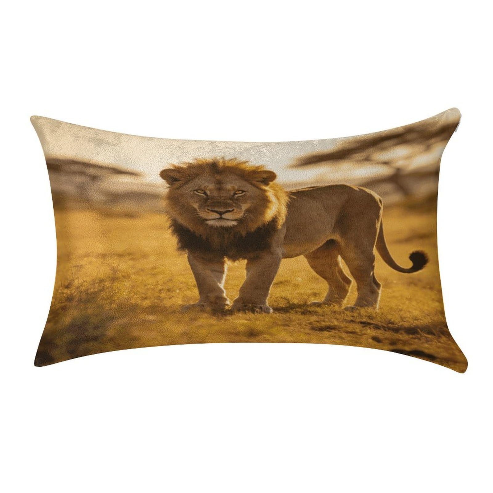 Fodpand Style Wild Lion Of The Wilderness Pillowcase,Elegant Designed Home Decor,Velvet Pillowcase,Soft And Cozy,Pillow Case Cover With Hidden Zipper For Bedroom, Sofa, Couch
