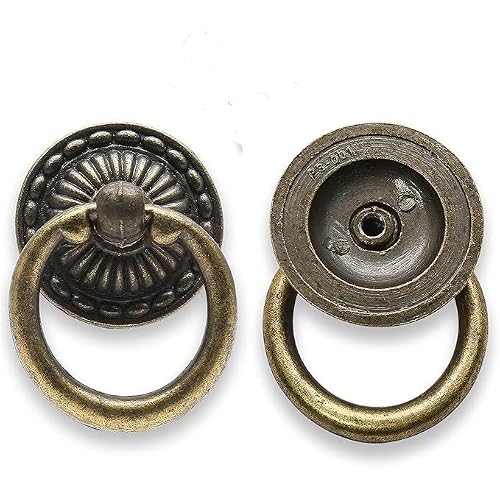 Tia Corner Protector Decorative Fitting Bronze Metal Bracket with Nails Wooden Alloy Steel Jewellery Box (1, Knobs Pulls Handles Antique Drawer Pull Ring)