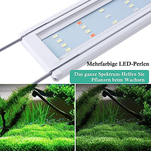 FEDOUR Full Spectrum LED Aquarium Licht: 60-80cm Klassische Aquariumleuchte mit Timer, Aquarium Pflanze Licht mit Stabilen Ausziehbaren Halterungen