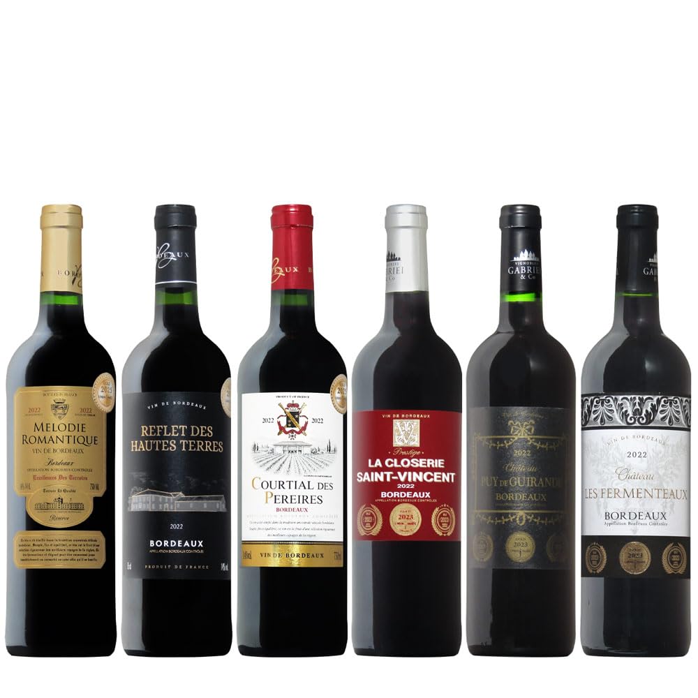 Amazon.co.jp: 全てボルドー金賞受賞 赤ワイン 6本 ワイン セット 飲み 