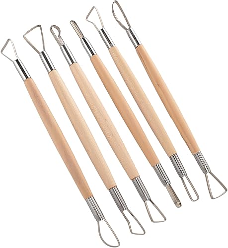 Miniatura 5 de Ymiko 6Pcs Double Ended Clay Modeling Tools for Pottery Sculpting and Craft Shaping, Loop & Rake Design Artisan Kit for DIY Ceramics Projects