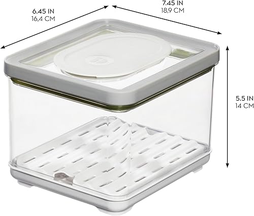 Miniatura 3 de iDesign - Contenedores pequeños y grandes para refrigerador, con bandejas de drenaje extraíbles y tapas, juego de 3, color gris