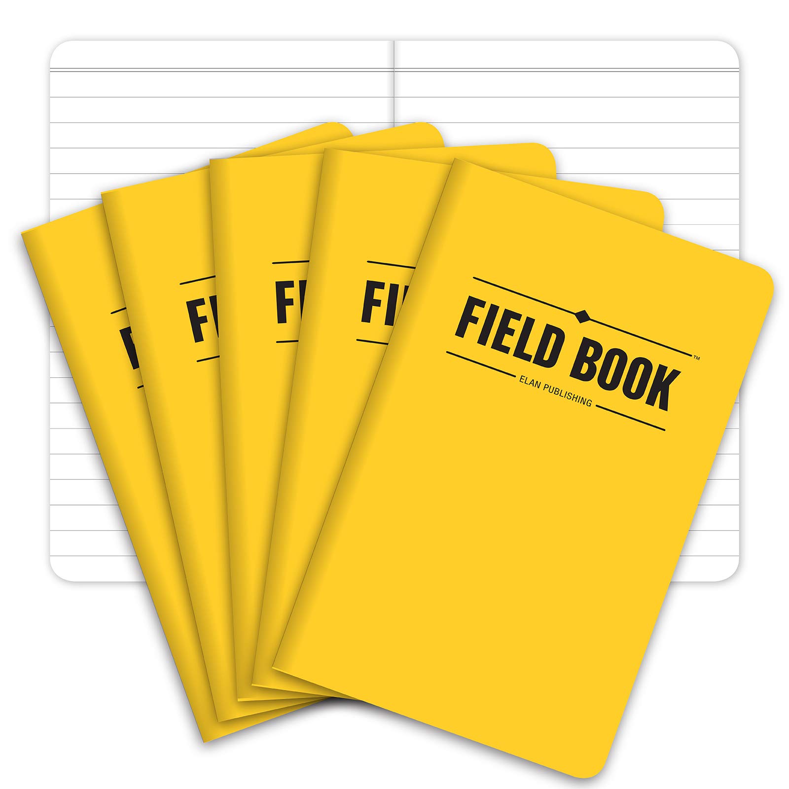 Elan Publishing Company Field Notebook/Pocket Journal - 3.5"x5.5" - Yellow - Lined Memo Book - Pack of 5