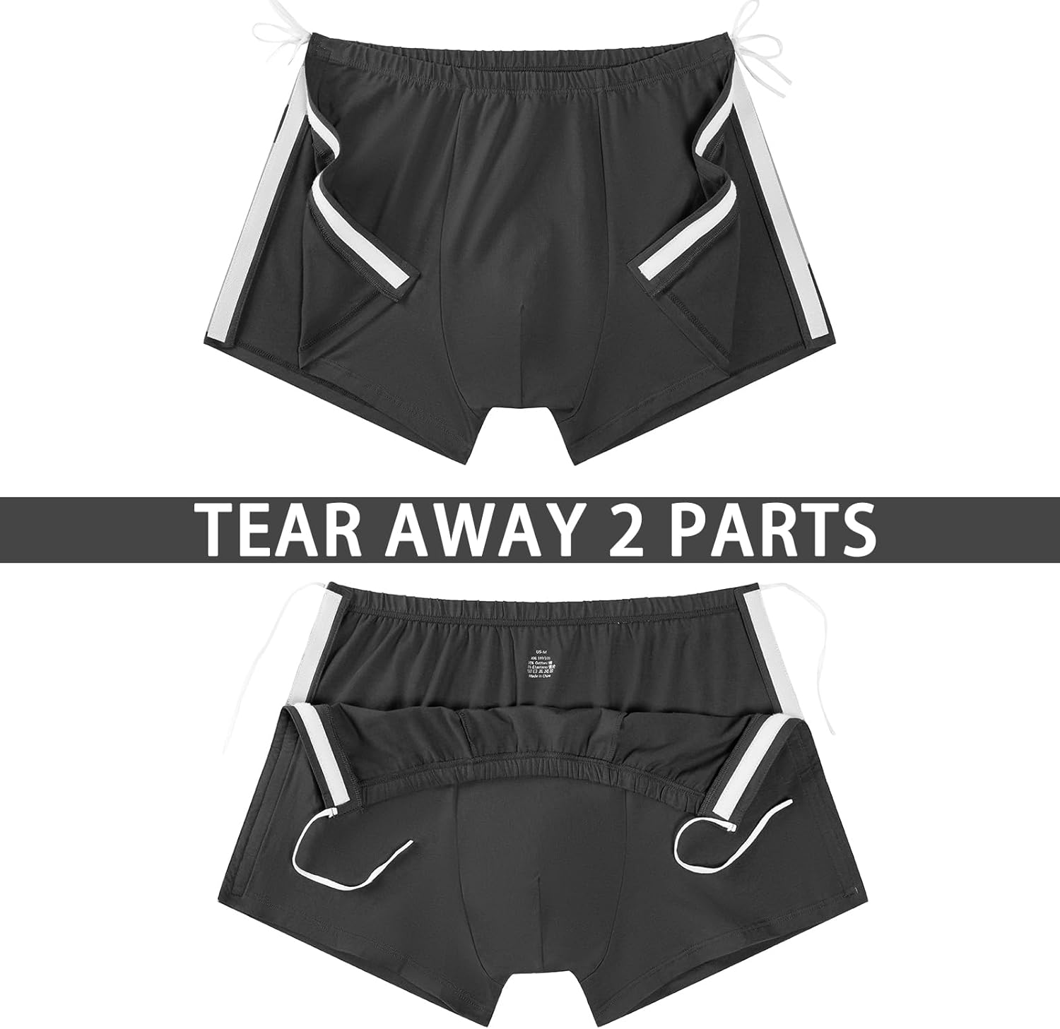 Men's Post-Surgery Tear Away Shorts, Loose Fit Cotton Shorts with Wide Leg and Snap for Knee & Hip Replacement Recovery - Image 5