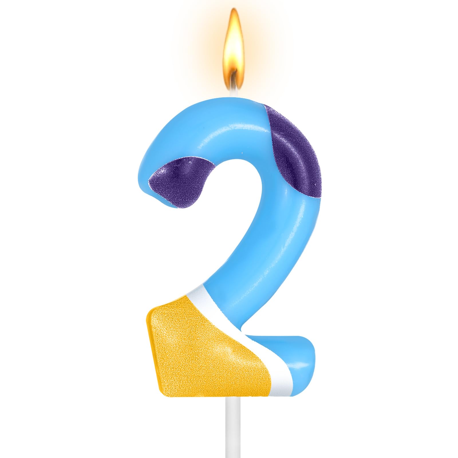 Blue Cake Topper Dog Paw Cake Decorations Number 2 Candle Birthday Candle for Boys Girls Kids Blue Birthday Decorations