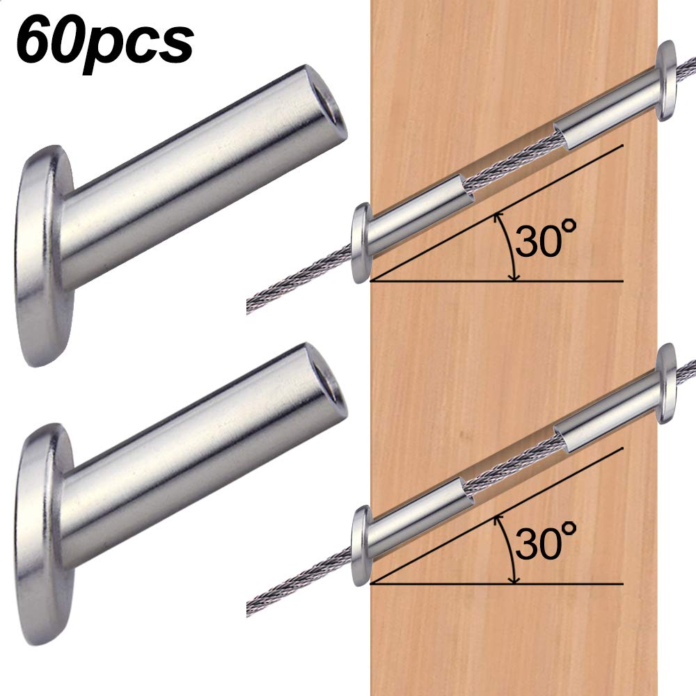 Buy Lulultn 30 Degree Angle 1/8" Cable Railing Protector Sleeves 60pcs