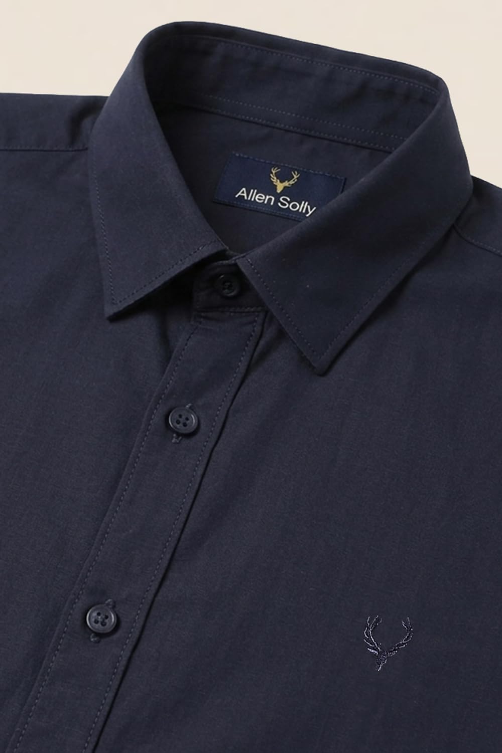 Allen Solly Men's Solid Slim fit Shirt (ASSFWMOFP83286_Navy 40) 4