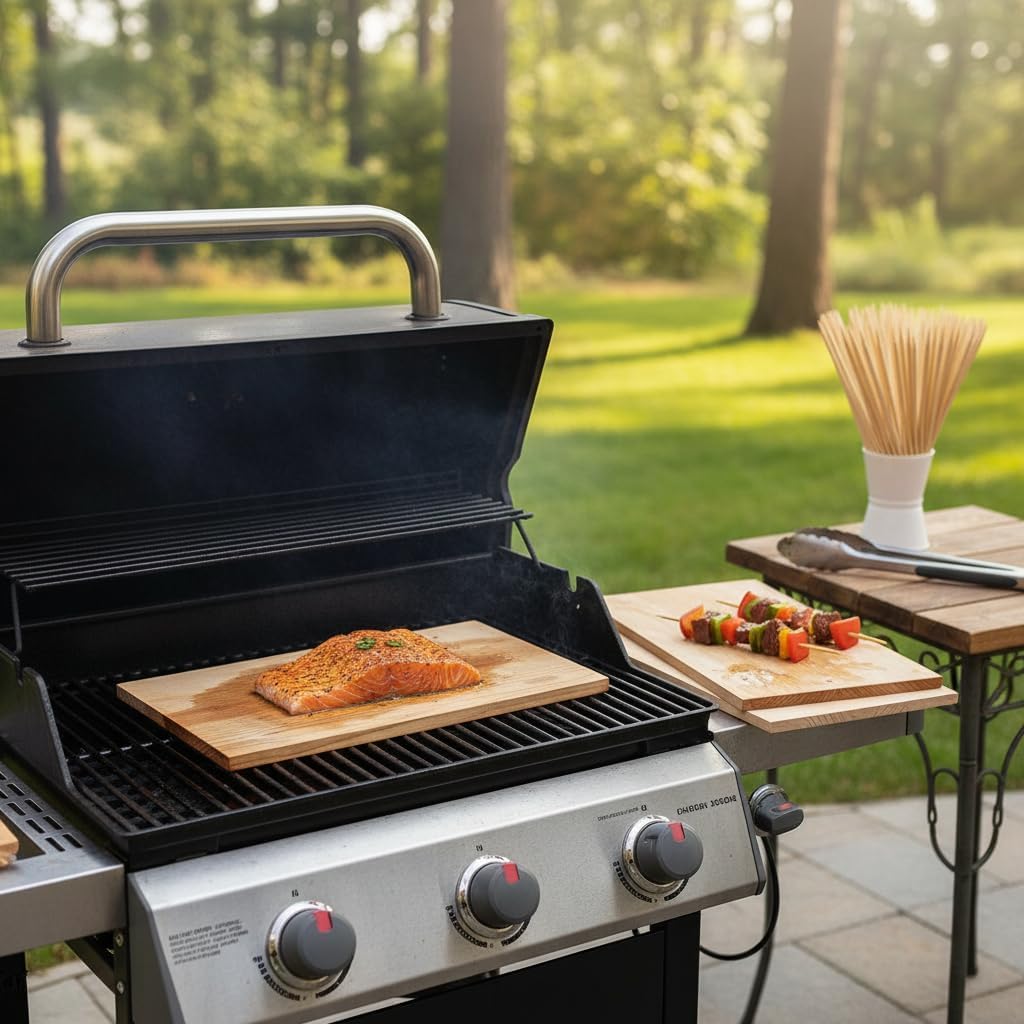 Planches de cèdre pour griller saumon, 27,9 x 12,7 cm, lot de 12, ajoute saveur fumée