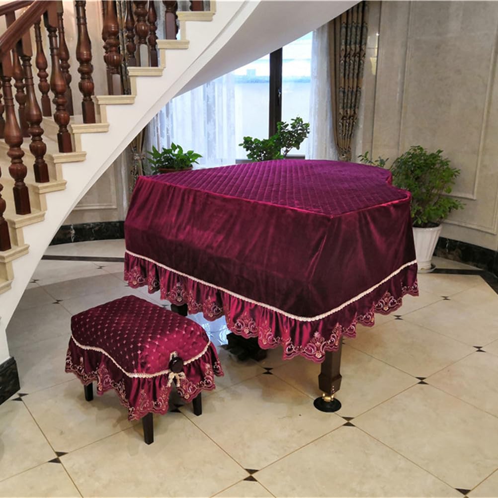 Lussuosa copertura antipolvere in velluto per pianoforte a coda, copertura protettiva spessa decorativa per pianoforte a coda completa, accessorio essenziale per pianoforte