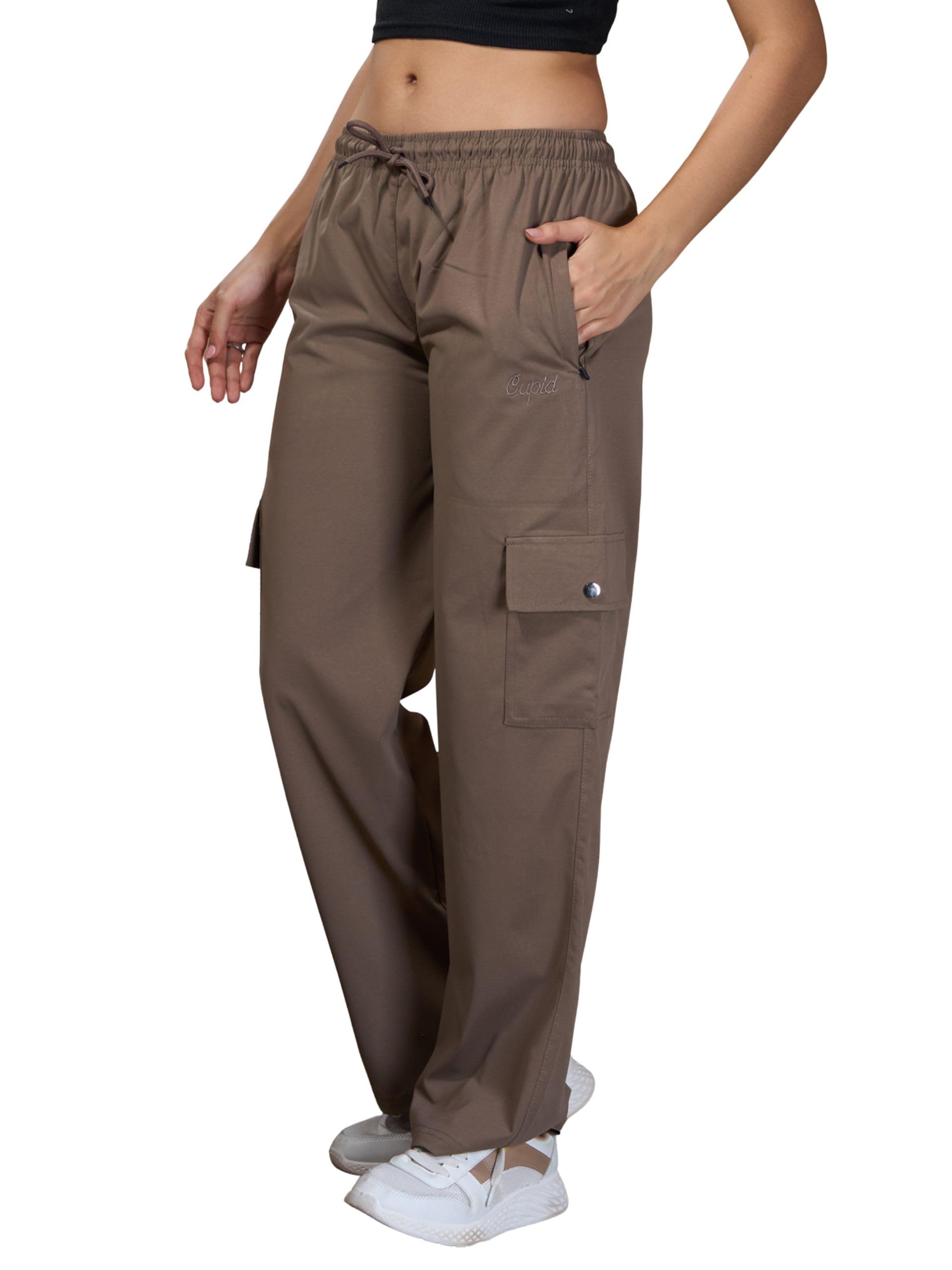 cupid Women Smart Slim Fit Cargo Pants with High Waist, Zipper Pockets, Easy Wash Straight Fit Casual Wear_M to 5XL-picture-26