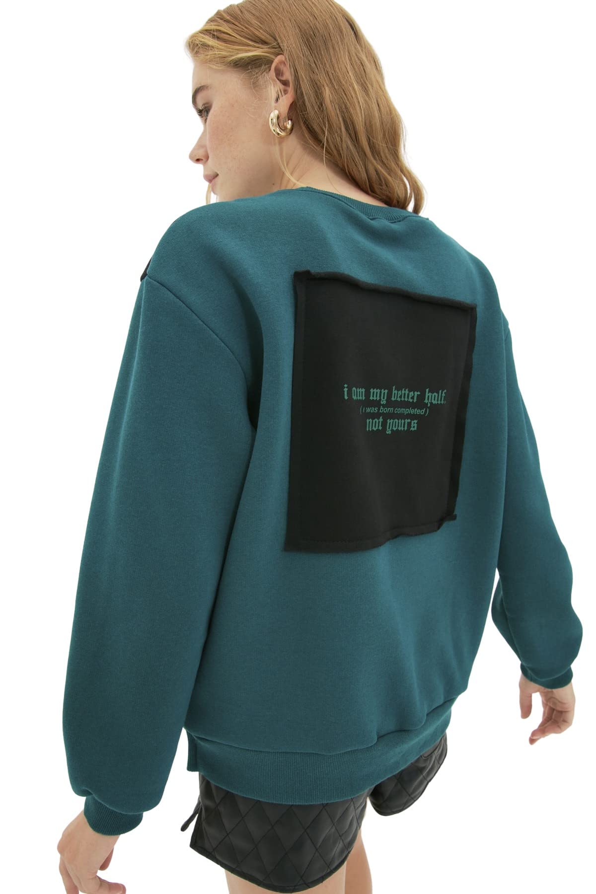 Trendyol Damen Öl Women Regular Standard Crew Neck Knit Sweatshirt Teal