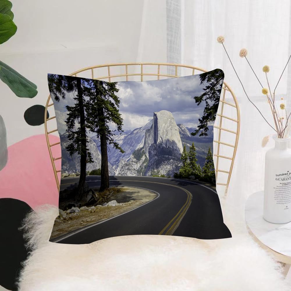 HYMSXW Cushion Cover,Throw Pillow Case Home Decorative for Living Room Bedroom Sofa Chair 20X20 Inch,El Capitan USA Yosemite national park road trip,Pillowcase 50X50cm