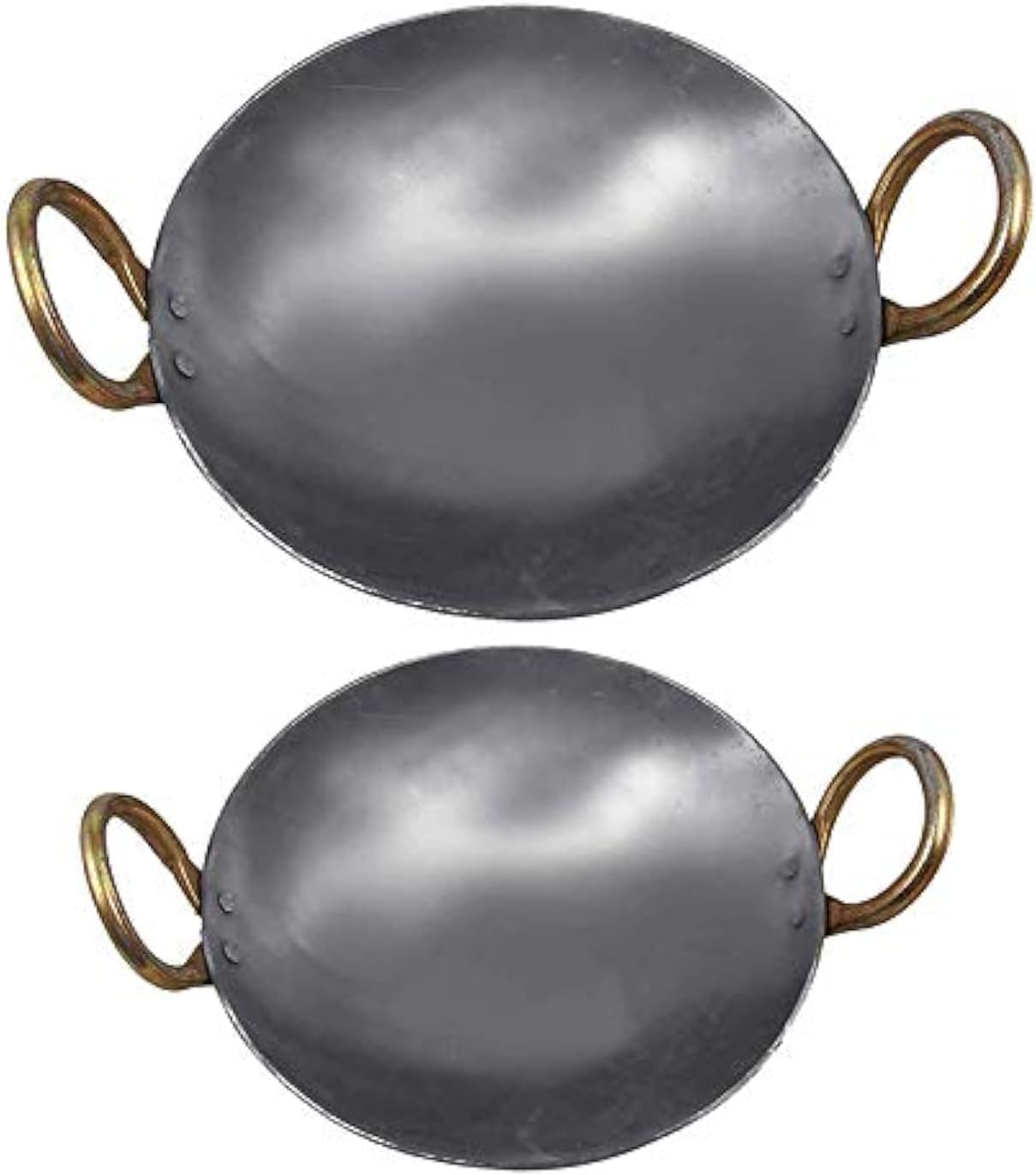 KITCHEN SHOPEE Traditional Iron Kadai Combo: 2 Kadai of 2 Sizes (10 Inches, 12 inches Diameter).